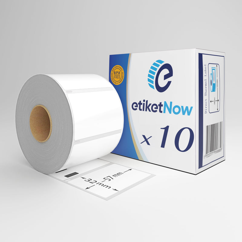 10 Rolls of Dymo 11354 / S0722540 Compatible Labels, 57 mm x 32 mm, 1 000 Labels, Removable, White-Etiketnow