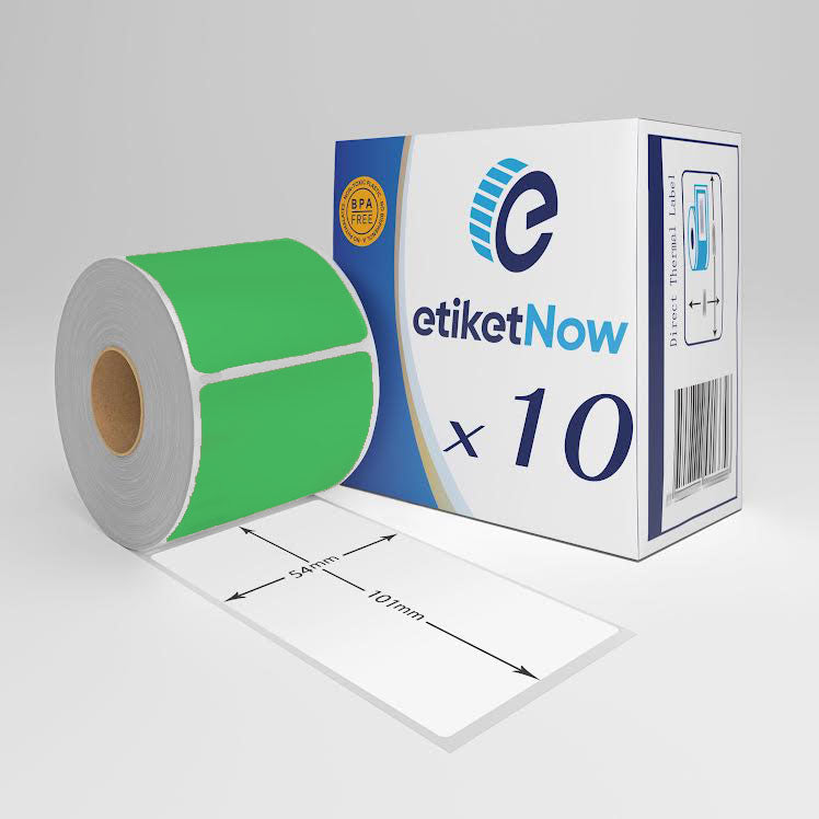 10 Rolls - Dymo 99014 / S0722430 Compatible Labels, 54 mm x 101 mm, 220 Labels, Permanent, Green-Etiketnow