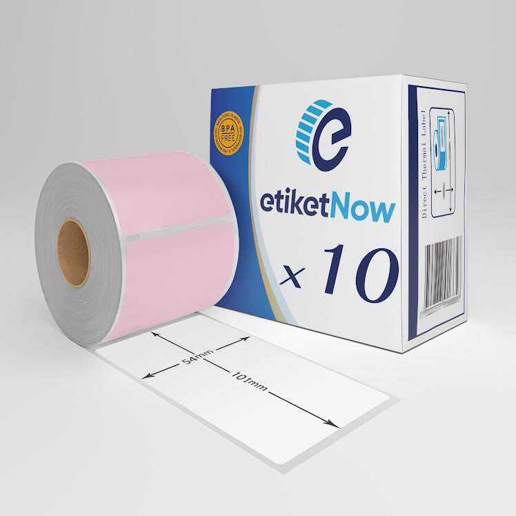 10 Rolls - Dymo 99014 / S0722430 Compatible Labels, 54 mm x 101 mm, 220 Labels, Permanent, Pink-Etiketnow
