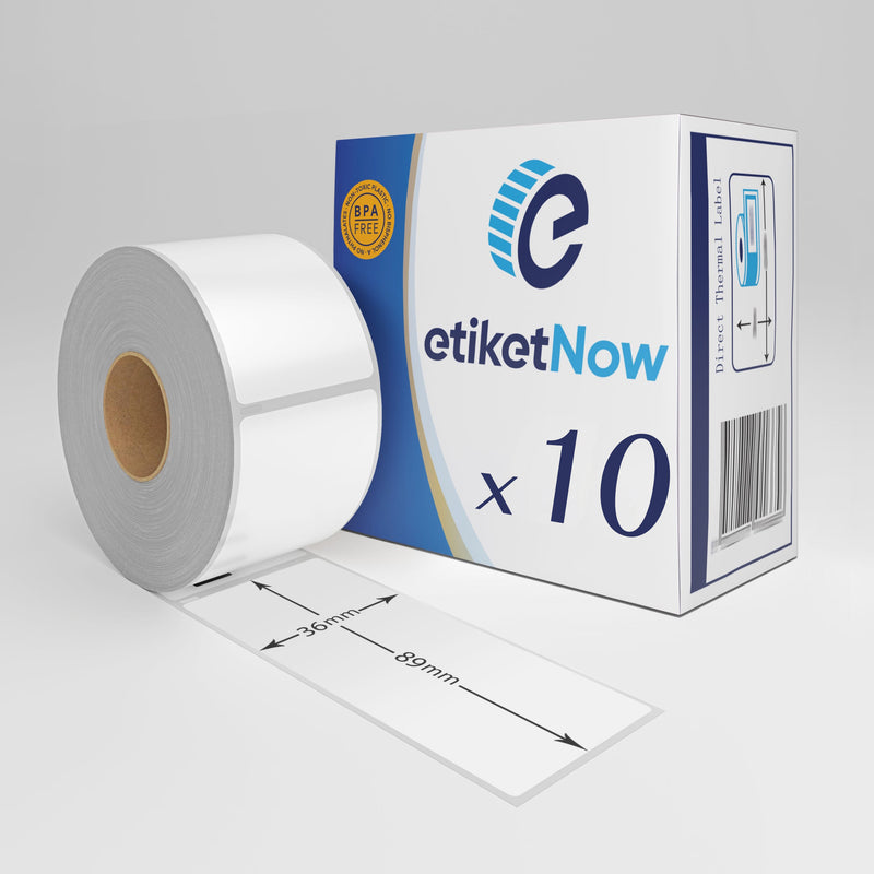 10 Rolls of Dymo 99012 / S0722400 Compatible Labels, 260 Labels, 36 mm x 89 mm, Permanent, White-Etiketnow