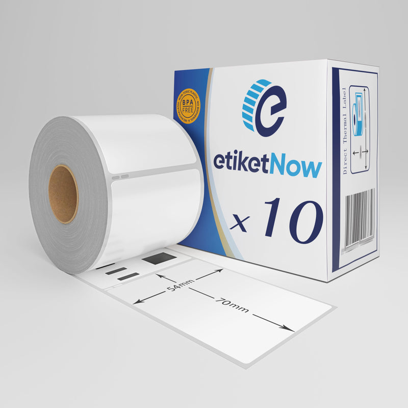 10 Rolls of Dymo 99015 / S0722440 Compatible Labels, 54 mm x 70 mm, 320 Labels, Permanent, White-Etiketnow
