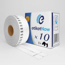 10 Rolls - Brother DK-22225 Compatible Labels, Continuous Label, 38 mm x 30.48 m, Permanent, White, With Reusable Holder-Etiketnow
