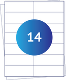 A4 Sheet Labels, 105 mm x 42.3 mm, 14 Labels Per Sheet, 100 Sheets, permanent - White-Etiket Now