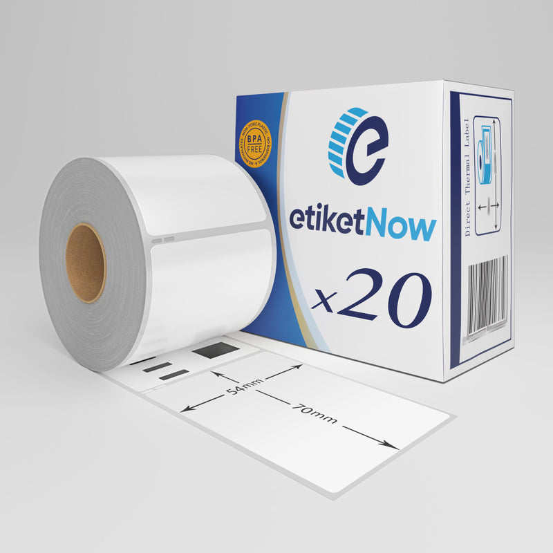 20 Rolls of Dymo 99015 / S0722440 Compatible Labels, 54 mm x 70 mm, 320 Labels, Permanent, White-Etiketnow