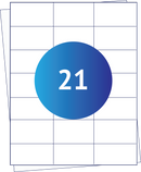 A4 Sheet Labels, 70 mm x 42.3 mm, 21 Labels Per Sheet, 100 Sheets, permanent - White-Etiket Now