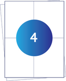A4 Sheet Labels, 105 mm x 148 mm, 4 Labels Per Sheet, 100 Sheets, permanent - White-Etiket Now