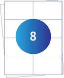 A4 Sheet Labels, 105 mm x 74 mm, 8 Labels Per Sheet, 100 Sheets, permanent - White-Etiket Now