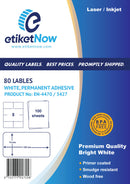A4 Sheet Labels, 105 mm x 74 mm, 8 Labels Per Sheet, 100 Sheets, permanent - White-Etiket Now