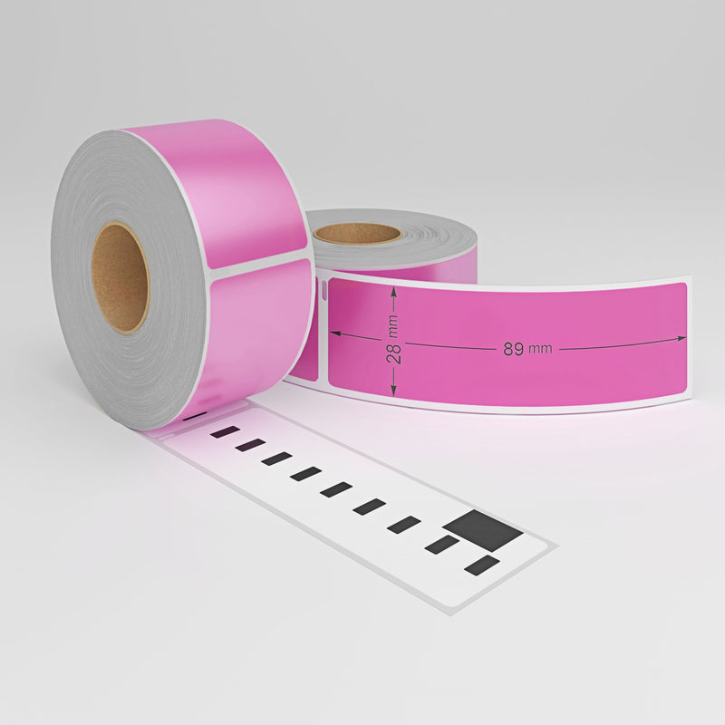 Dymo 99010 / S0722370 compatible labels, 260 labels, 28 mm x 89 mm - Pink-Etiket Now