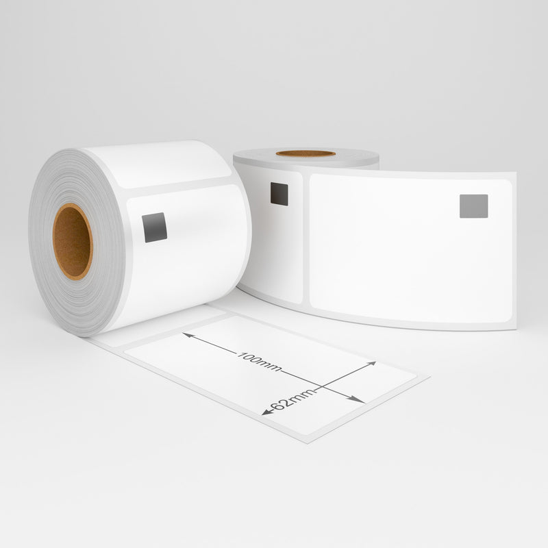 20 Rolls of DK-11202 Compatible Labels, 300 Labels, 62 mm x 100 mm, Permanent, White, With Reusable Holder-Etiketnow