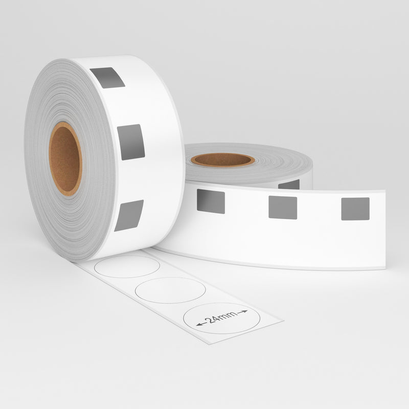 Brother DK-11218 Compatible Labels, 1000 Labels, ROUND 24 mm, permanent - White-Etiket Now