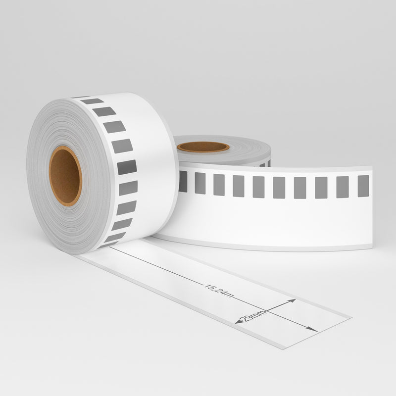 Brother DK-22211 Compatible Labels, Continuous Label, 29 mm x 15.24 m, permanent - White Film-Etiket Now